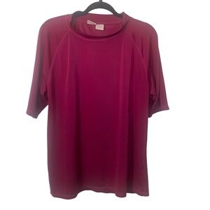 Kanu UPF 50+ Sun Protection Dark Pink Short Sleeve Rash Guard Swim Shirt Top 2x